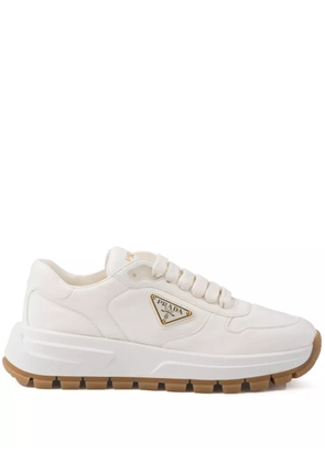 Prada triangle-logo leather sneakers - White