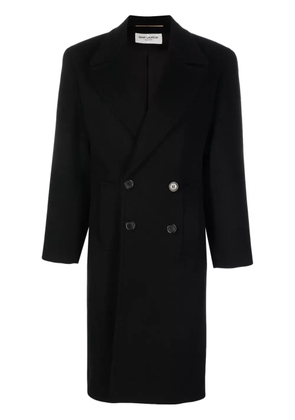 Saint Laurent shoulder-pad double-breasted coat - Black