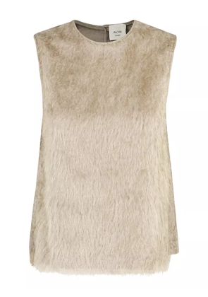 Alysi fringed round-neck top - Neutrals