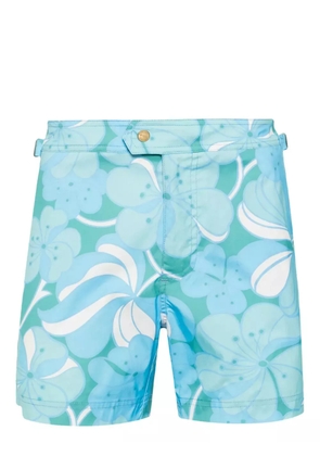 TOM FORD floral-print swim shorts - Blue