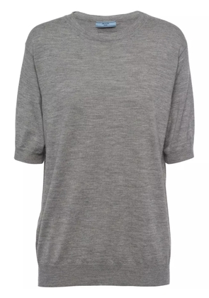 Prada triangle-logo cashmere knitted top - Grey