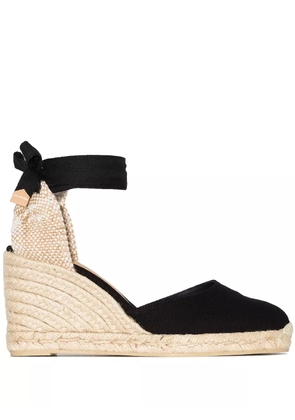 Castañer Carina 80mm ankle-tie wedge sandals - Black