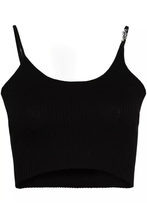 AMIRI logo-plaque ribbed-knit top - Black