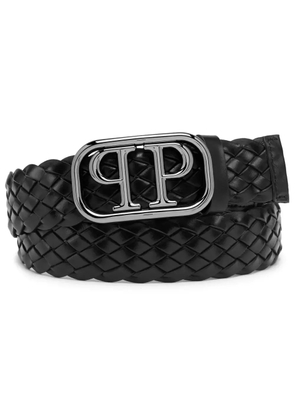 Philipp Plein logo buckle leather belt - Black