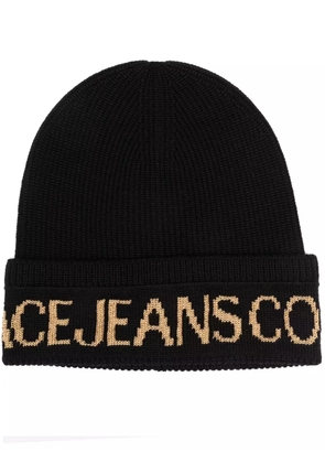 Versace Jeans Couture intarsia-logo ribbed beanie - Black