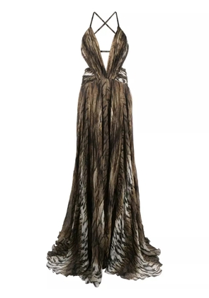 Roberto Cavalli deep V-neck maxi dress - Brown