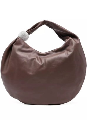 Giuseppe Di Morabito crystal-embellished leather shoulder bag - Brown