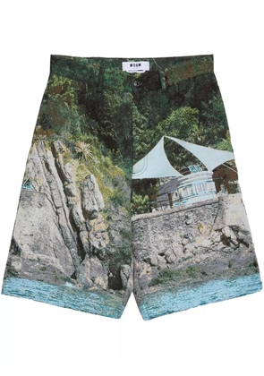 MSGM La Vedetta-print shorts - Green