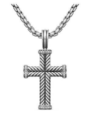 David Yurman sterling silver Chevron Cross diamond pendant (33.5mm)