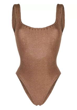 Hunza G knitted low-back swimsuit - Neutrals