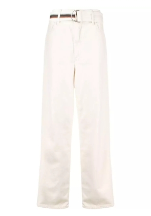 COUNTY OF MILAN Cross-embroidered belted trousers - White