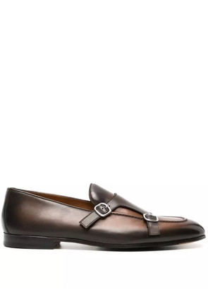 Doucal's faded-effect leather monk shoes - Brown