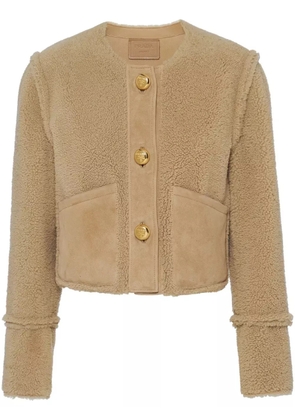 Prada shearling cropped jacket - Neutrals