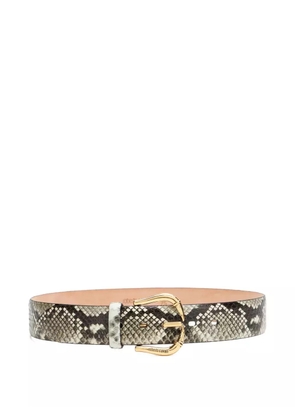 Roberto Cavalli fang buckle snakeskin belt - Grey