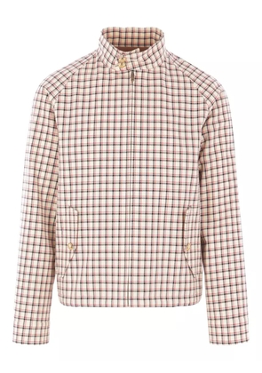 Valentino Garavani checked zip-up single-breasted coat - White