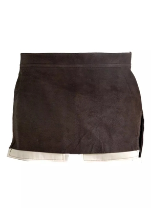 Rick Owens rear-zip suede skirt - Brown