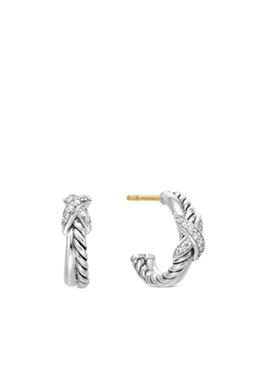 David Yurman sterling silver Petite X diamond hoop earrings (12.6mm)