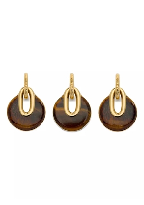 Monica Vinader tiger-eye gold-vermeil pendant - Brown
