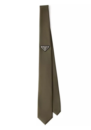 Prada triangle logo tie - Green