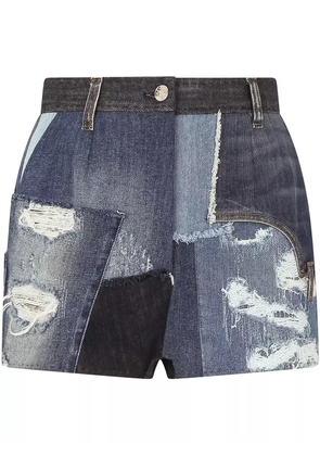 Dolce & Gabbana distressed patchwork denim shorts - Blue