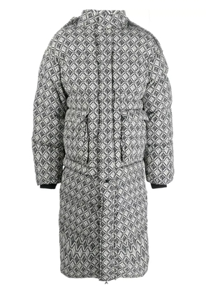 Marine Serre Moon Diamond-pattern oversized puffer coat - White