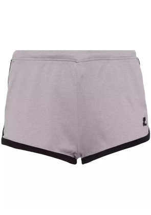 Courrèges Contrast cotton mini shorts - Grey