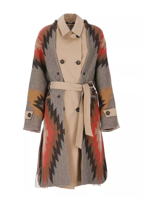 Bazar Deluxe belted fringed coat - Neutrals