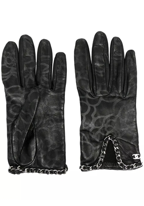 CHANEL Pre-Owned Camélia motif gloves - Black