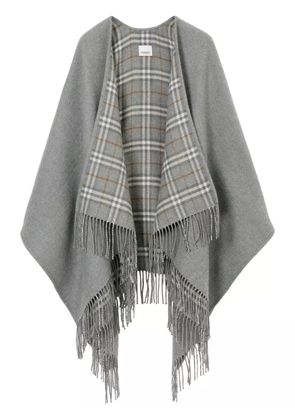 Burberry check-print reversible wool cape - Grey