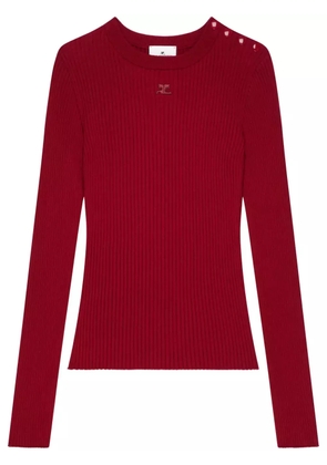 Courrèges ribbed-knit press-stud jumper - Red