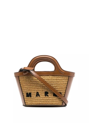 Marni Tropicalia logo-embroidered tote bag - Brown