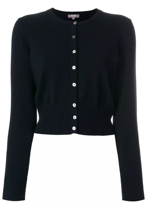 N.Peal cropped contrast button cardigan - Black