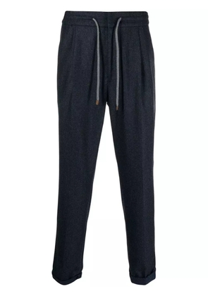Brunello Cucinelli virgin wool drawstring trousers - Blue