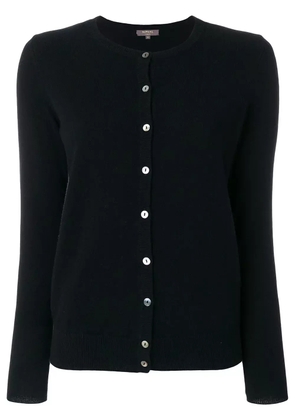 N.Peal round neck contrast button cardigan - Black