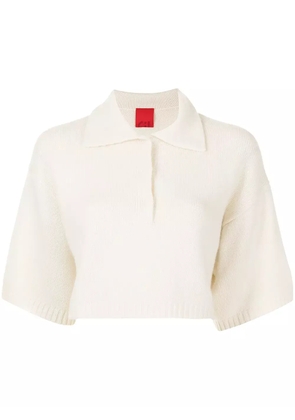 Cashmere In Love Demi cropped cashmere polo shirt - White