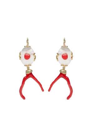 OBSIDIAN oval drop earrings - Gold