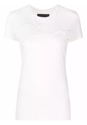 Philipp Plein logo-embroidered cotton T-shirt - Neutrals