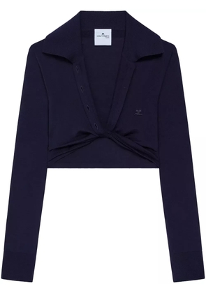 Courrèges twist-detail cropped polo jumper - Black