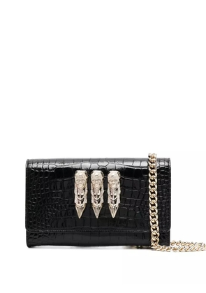 Philipp Plein crocodile-embossed crossbody clutch bag - Black
