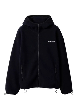 Miu Miu cotton fleece zip-front hoodie - Blue