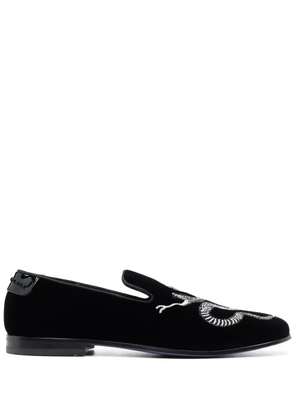 Philipp Plein crystal snake loafers - Black