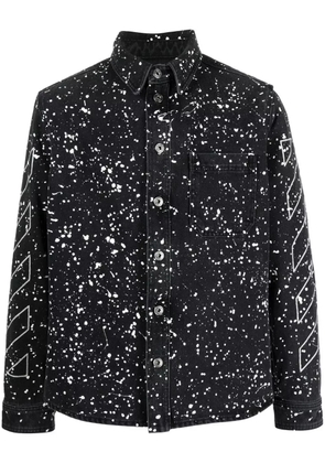 Off-White Diag-stripe paint-splatter denim shirt - Black