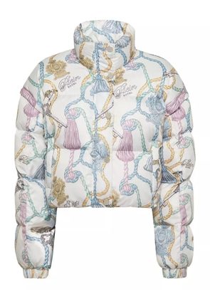 Philipp Plein tassel-key print puffer jacket - Neutrals