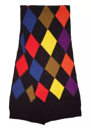 La DoubleJ argyle-check knitted scarf - Black