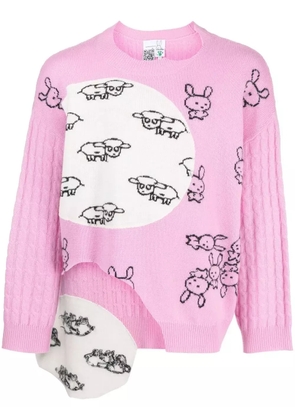 Natasha Zinko animal print cable-knit jumper - Pink