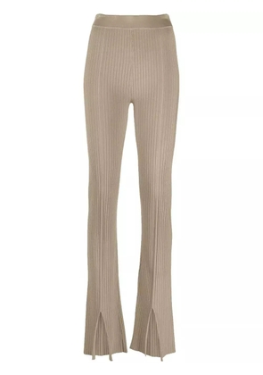 Nanushka slit-front ribbed slim trousers - Neutrals