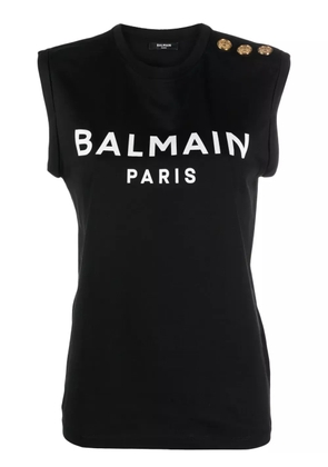 Balmain logo-print cotton tank top - Black