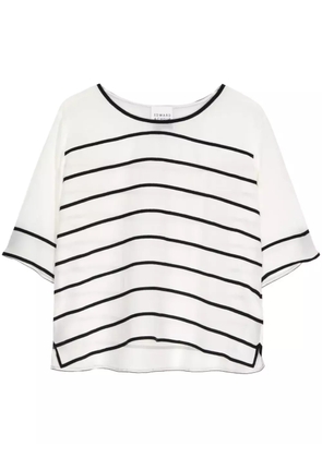 Edward Achour Paris striped silk T-shirt - White