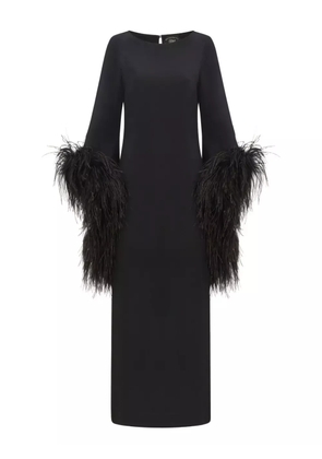 Taller Marmo Del Lago feather-embellished midi dress - Black