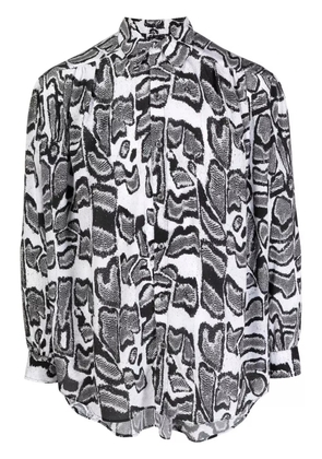 Edward Crutchley abstract-pattern long-sleeve shirt - White